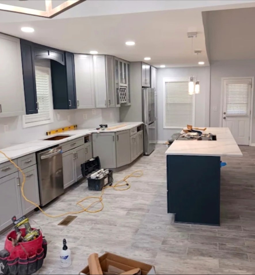 Kitchen remodel — cabinets, island & countertops