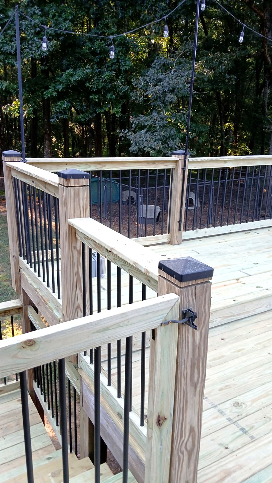 Wood decking with metal balusters & gate